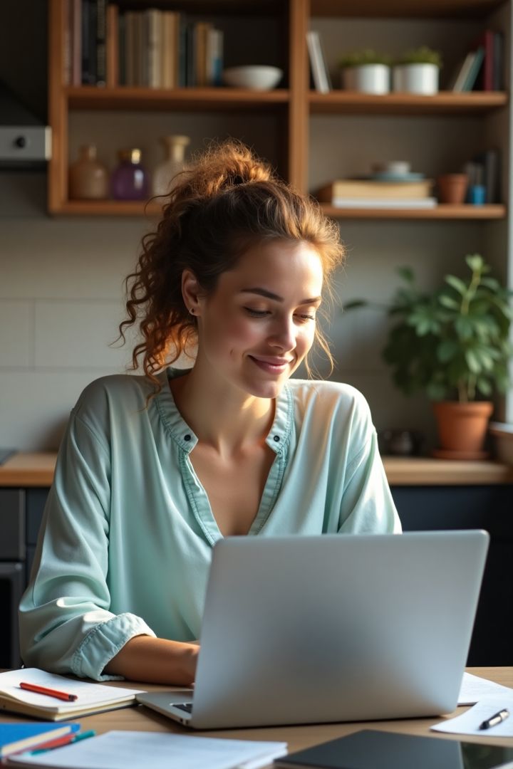 Aluna da Unitap estudando pelo notebook